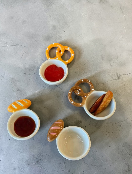 Pretzel and Bread Dipping Sauce Plate