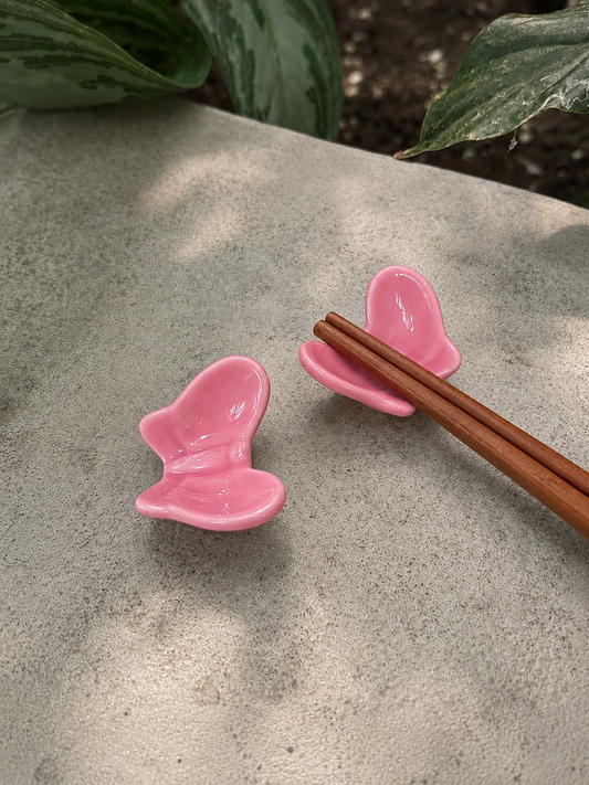 Pink Butterfly Chopstick Holder