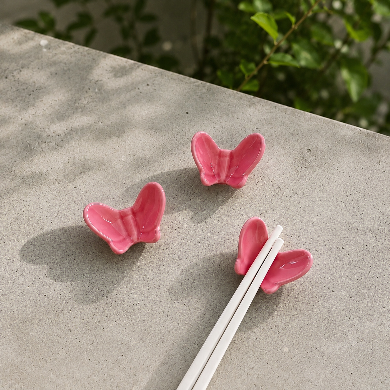Pink Butterfly Chopstick Holder
