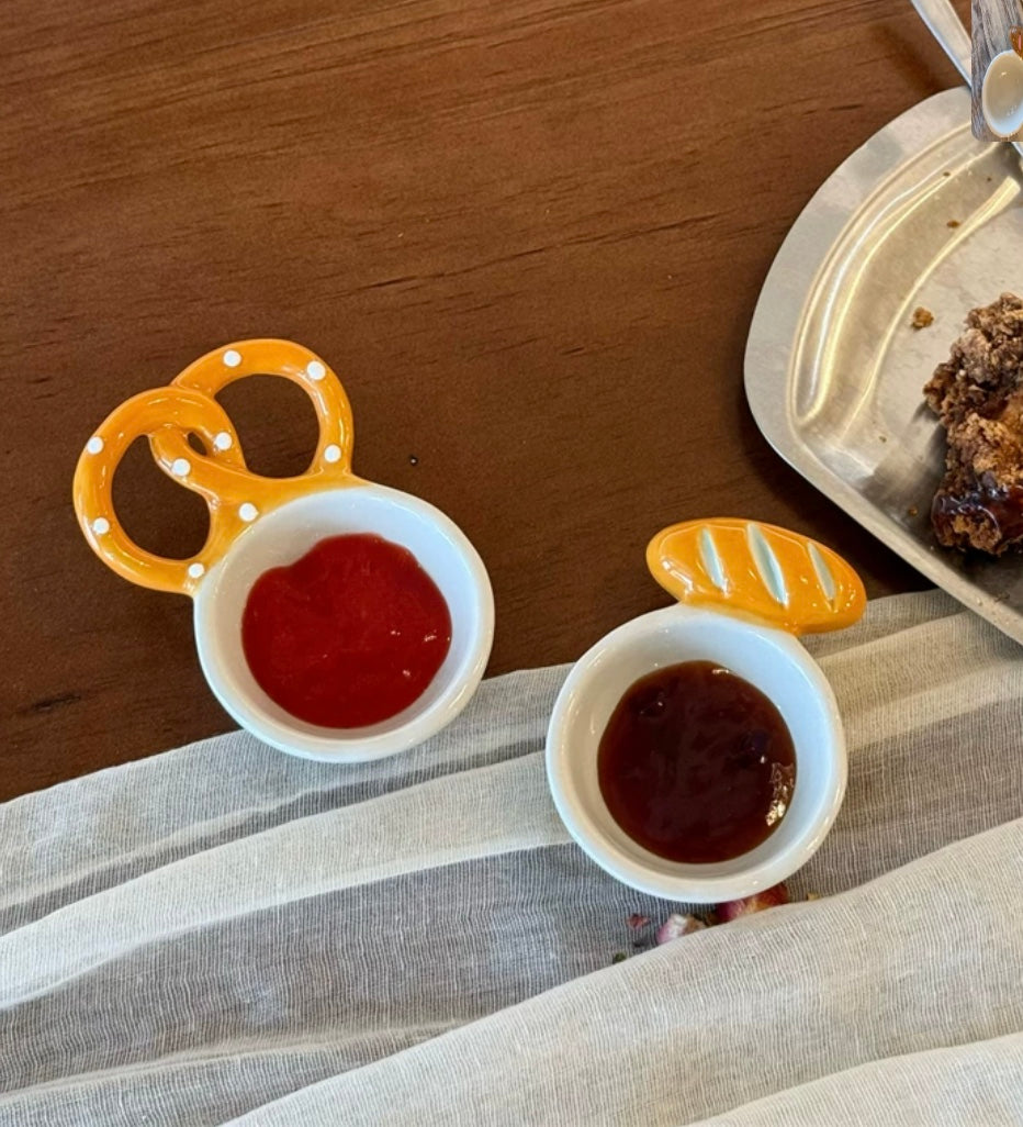 Pretzel and Bread Dipping Sauce Plate